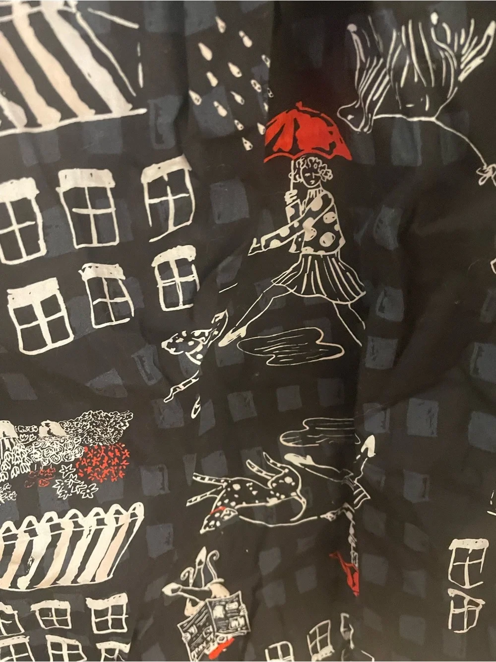 ModCloth Parisian Print Women's Dress - Red & White Accents